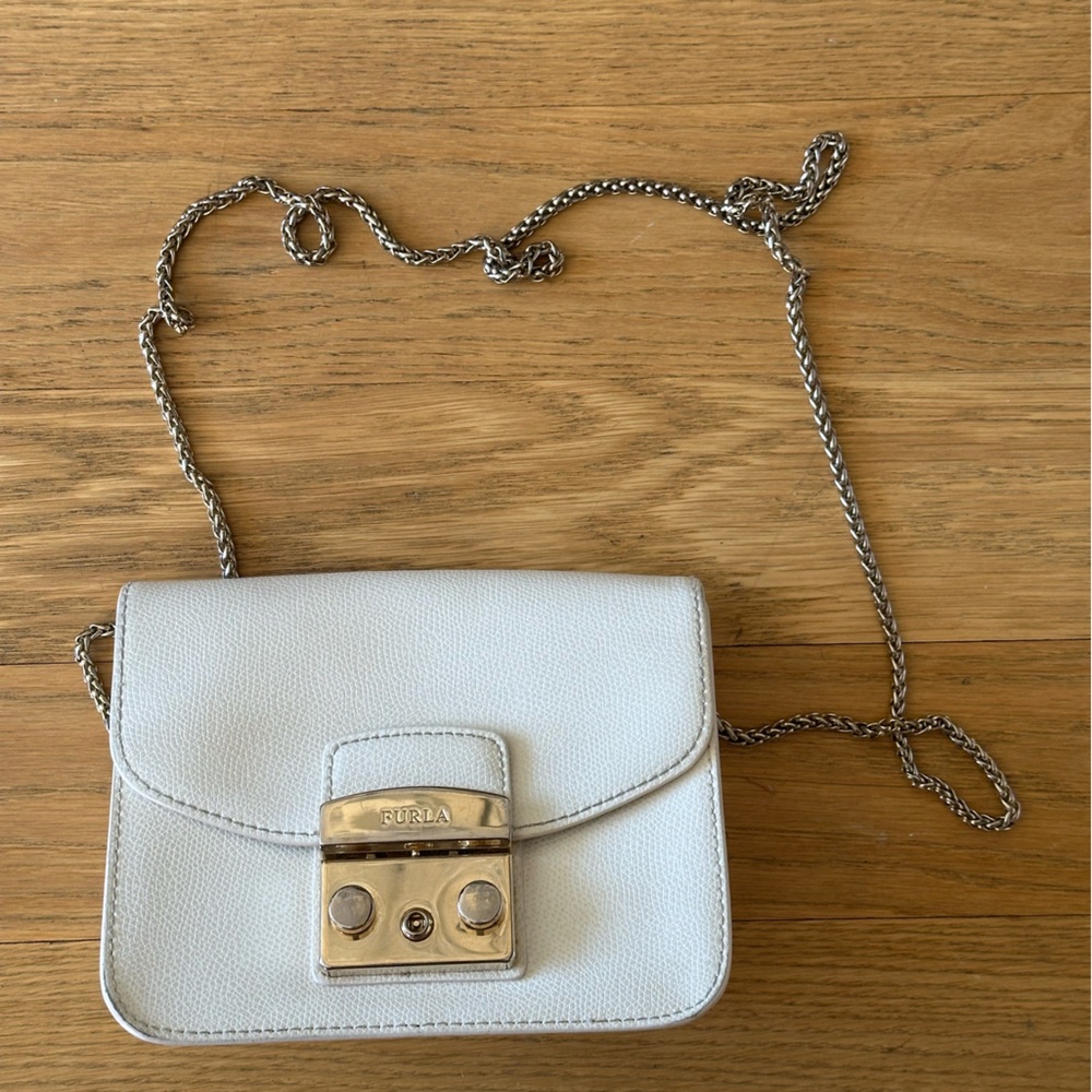 Furla Cream Crossbody Bag with Gold Accents